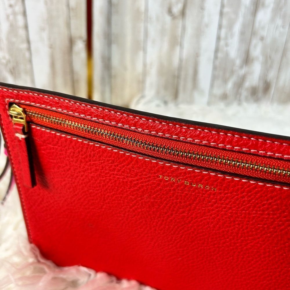 Tory Burch Red and Hot Pink Leather Clutch Pebble Leather, EUC​ - Picture 9 of 9